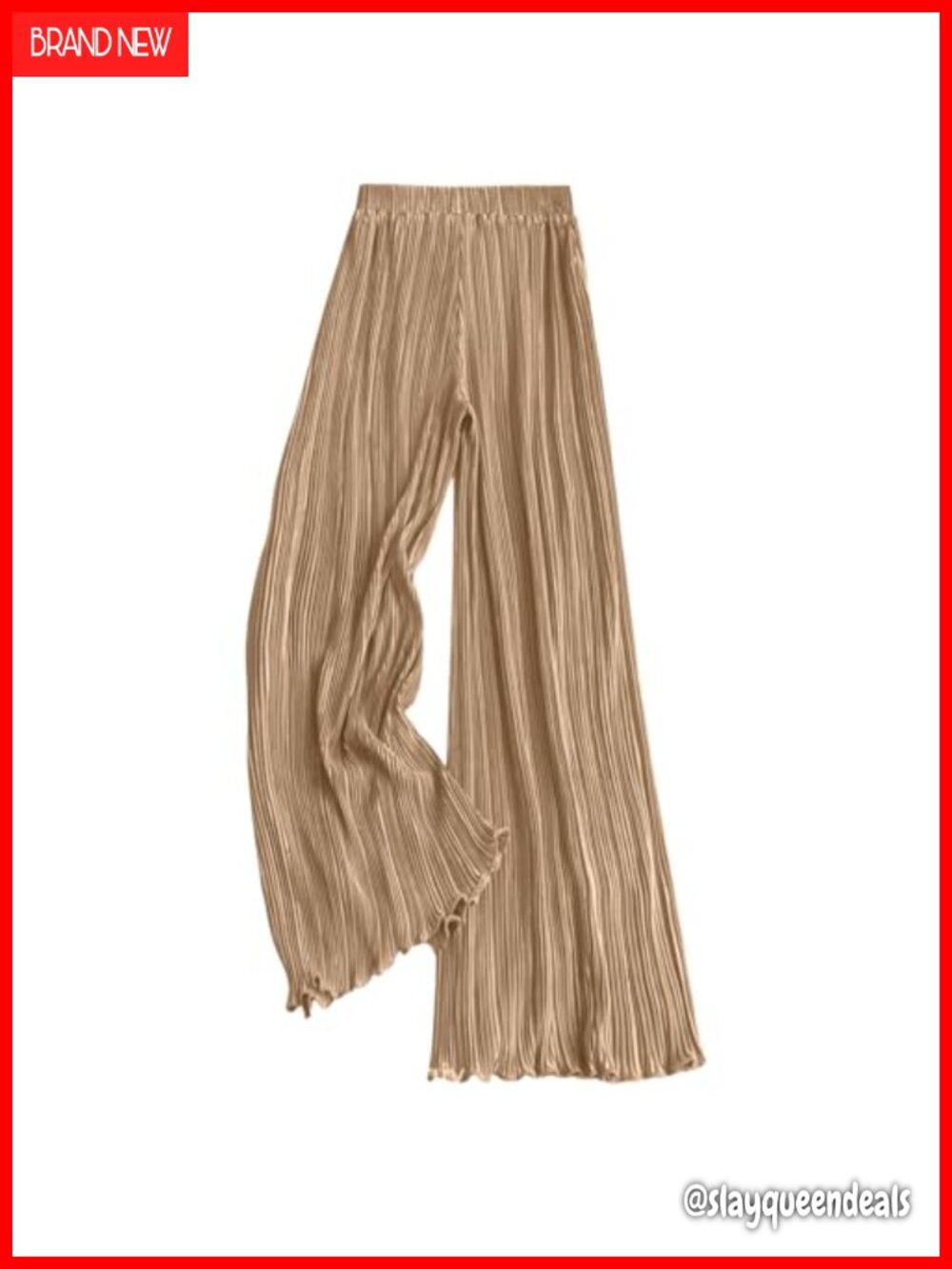 Satin Silk Palazzo Pants Wide Leg Pleated High Rise Pull On Casual